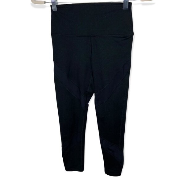 Aerie Mesh Cut Out Black Chill Play Move Leggings High Rise Size Small Short - Picture 2 of 12
